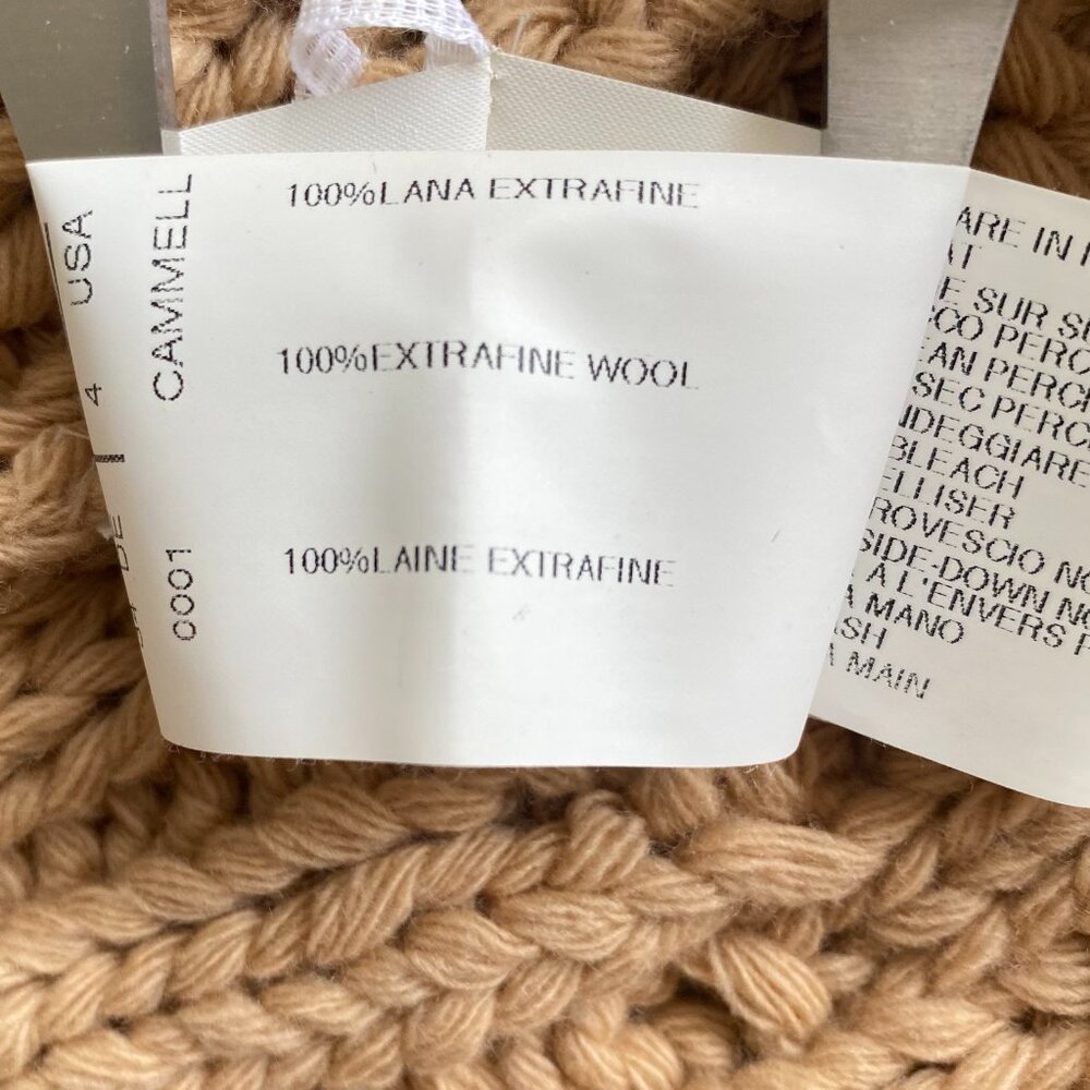Genrty Portofino Extra Fine Wool Oversized Cable Knit Long Cardigan 4/6 Camel - Picture 10 of 16